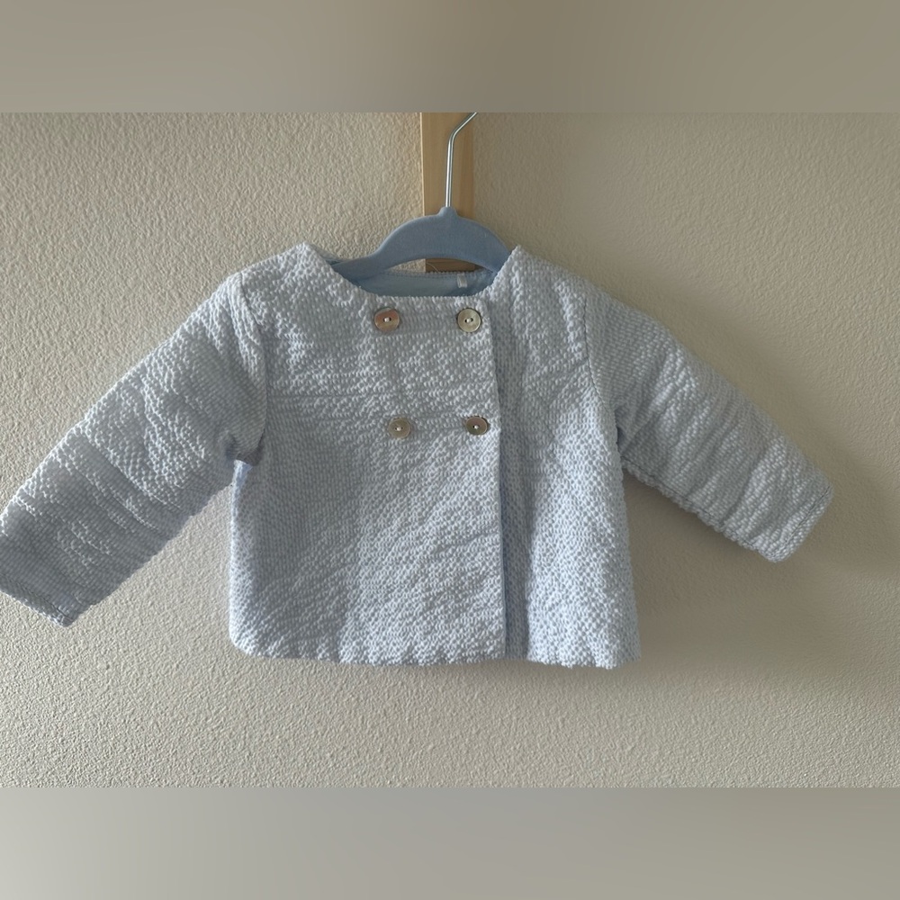 Kids Blue Textured Jacket